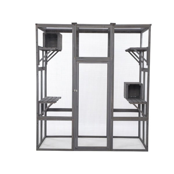 English Elm Extra Large Outdoor Catio Enclosure Fir Frame Galvanized Mesh Walk-in Cat Run W2181P151913