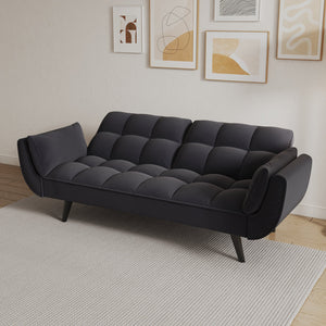 English Elm 74 Velvet 2-Seater Sofa with Solid Wood Frame, 57"x39" Compact Apartment Loveseat in Blue W1658135106