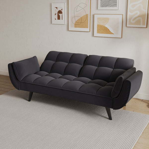 English Elm 74 Velvet 2-Seater Sofa with Solid Wood Frame, 57"x39" Compact Apartment Loveseat in Blue W1658135106