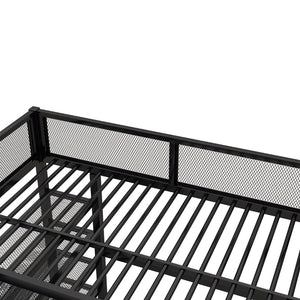 English Elm Full Size Metal Loft Bed with 4-tier Shelving Ladder for Kids or Teen Rooms Black SF000247AAB