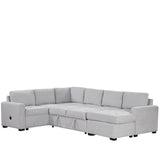 Hearth and Haven U_Style Sectional Sleeper Sofa with Pull-Out Bed and Lounge Chair, Usb and Type-C Interfaces, Suitable For Living Room, Office, and Spacious Spaces WY000382AAE