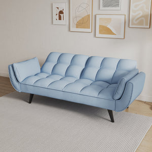 English Elm 74 Velvet 2-Seater Sofa Blue Small Space Apartment Couch 57"x39"x29" Durable Wood Frame 300LB Capacity W1658135096