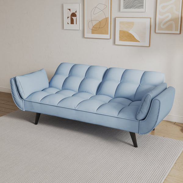 English Elm 74 Velvet 2-Seater Sofa Blue Small Space Apartment Couch 57"x39"x29" Durable Wood Frame 300LB Capacity W1658135096