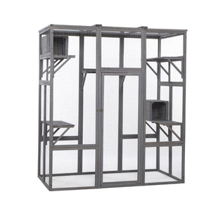 English Elm Extra Large Outdoor Catio Enclosure Fir Frame Galvanized Mesh Walk-in Cat Run W2181P151913