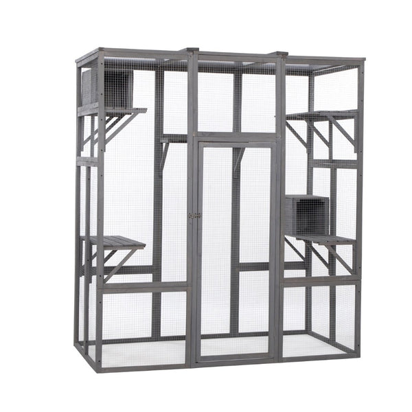 English Elm Extra Large Outdoor Catio Enclosure Fir Frame Galvanized Mesh Walk-in Cat Run W2181P151913