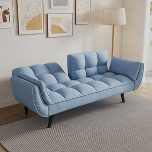 English Elm 74 Velvet 2-Seater Sofa Blue Small Space Apartment Couch 57"x39"x29" Durable Wood Frame 300LB Capacity W1658135096