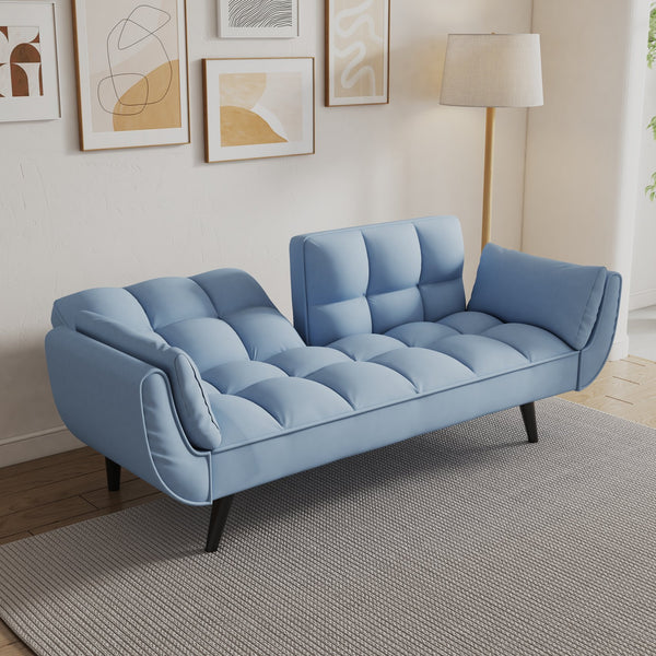 English Elm 74 Velvet 2-Seater Sofa Blue Small Space Apartment Couch 57"x39"x29" Durable Wood Frame 300LB Capacity W1658135096