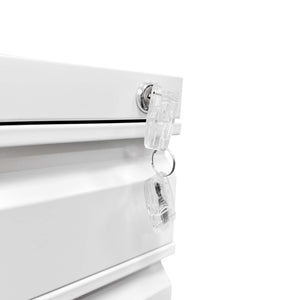 English Elm 3 Drawer Mobile File Cabinet With Lock - Compact Metal Organizer For Home Office, Fully Assembled White T2398P152000