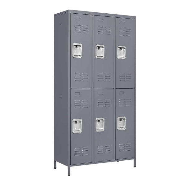 English Elm 6 Door 72"H Metal Lockers with Locking Compartments, Durable Steel Storage Cabinet for Gym Office School Home Garage T2398P151998