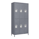 English Elm 6 Door 72"H Metal Lockers With Lock For Employees,Storage Locker Cabinet For Home Gym Office School Garage,Gray