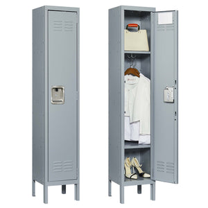 English Elm 1 Door 66"H Metal Lockers With Lock For Employees,Storage Locker Cabinet For Home Gym Office School Garage,Gray