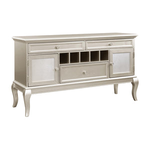 English Elm Modern Crawford Silver Buffet Server with 3 Drawers, Wine Rack & Adjustable Shelves — Glam Dining Console B011P151863