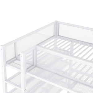 English Elm Full Size Metal Loft Bed with 4-tier Shelving Ladder for Kids or Teen Rooms SF000247AAK