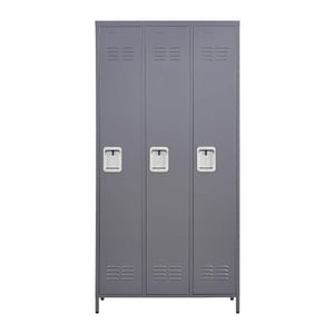 English Elm 3 Door 72"H metal lockers with locks — durable steel storage cabinet for gym, office, school security and organization T2398P151995