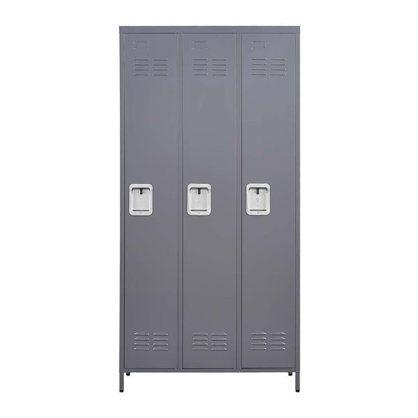 English Elm 3 Door 72"H metal lockers with locks — durable steel storage cabinet for gym, office, school security and organization T2398P151995