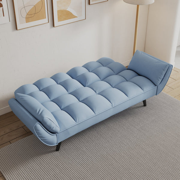 English Elm 74 Velvet 2-Seater Sofa Blue Small Space Apartment Couch 57"x39"x29" Durable Wood Frame 300LB Capacity W1658135096
