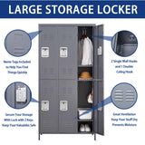 English Elm 6 Door 72"H Metal Lockers With Lock For Employees,Storage Locker Cabinet For Home Gym Office School Garage,Gray