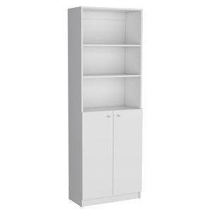 English Elm Levan 3 Piece Living Room Set with 3 Bookcases, White — Engineered Wood, Double-Door Hidden Storage and Sleek Display (Modern Compact Design) B092S00239