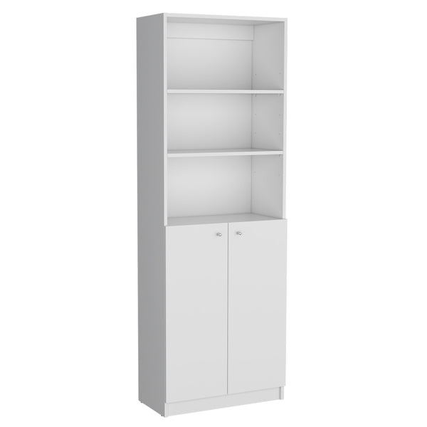 English Elm Levan 3 Piece Living Room Set with 3 Bookcases, White — Engineered Wood, Double-Door Hidden Storage and Sleek Display (Modern Compact Design) B092S00239