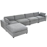 English Elm U-Style Upholstered Oversize Modular Sofa With Removable Ottoman,Sectional Sofa For Living Room Apartment(5-Seater)