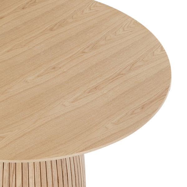 English Elm Round Oak Pedestal Dining Table with T-base Seats Four in a Compact Space W876S00285