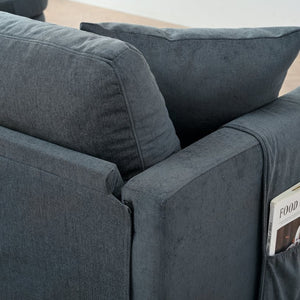 English Elm 107.87'sectional Sofa with Ottoman Pine Frame Removable Cushions Living Room Seating Dark Gray W680S00009