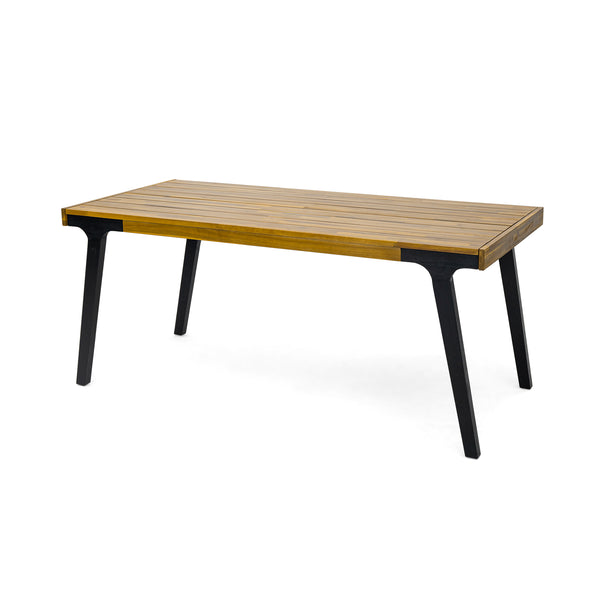 English Elm Christopher Knight Home® - DINING Table - Acacia Wood Outdoor Patio Table with Powder-Coated Metal Legs, UV Resistant Seating for 6 Adults 74322.00