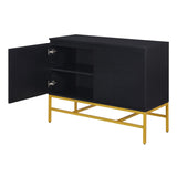 English Elm Trexm Minimalist & Luxury Cabinet Two Door Sideboard With Gold Metal Legs For Living Room, Dining Room (Black)