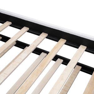 English Elm Twin Upholstered Platform Bed with Arc Headboard and Trundle, Berber Fleece Comfort, Sturdy Frame White DL000562AAK