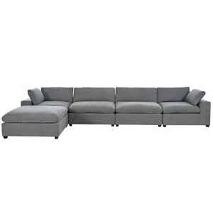English Elm U-style Modular Sectional Sofa with Removable Ottoman Plush Polyester Living Room WY000370AAE