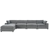 English Elm U-Style Upholstered Oversize Modular Sofa With Removable Ottoman,Sectional Sofa For Living Room Apartment(5-Seater)