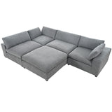 English Elm U-Style Upholstered Oversize Modular Sofa With Removable Ottoman,Sectional Sofa For Living Room Apartment(5-Seater)