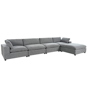 English Elm U-style Modular Sectional Sofa with Removable Ottoman Plush Polyester Living Room WY000370AAE