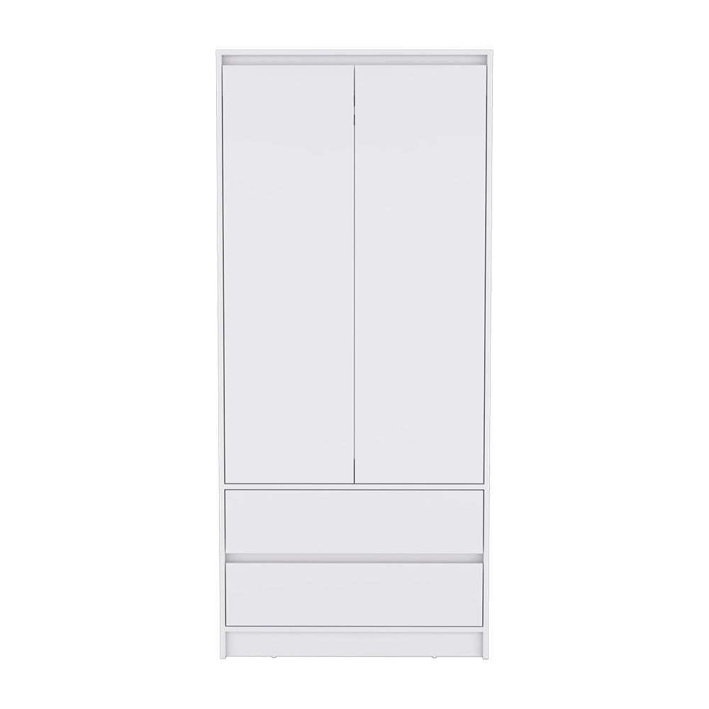 English Elm Beloit 3 Piece Bedroom Set with Casters Nightstand, Dresser & Armoire in White – Spacious Storage Designed B092S00243