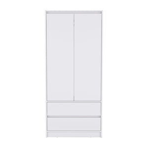 English Elm Beloit 3 Piece Bedroom Set with Casters Nightstand, Dresser & Armoire in White – Spacious Storage Designed B092S00243