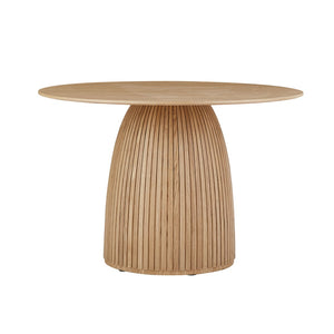 English Elm Round Oak Pedestal Dining Table with T-base Seats Four in a Compact Space W876S00285