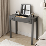 Hearth and Haven Sleek Grey Vanity Table with Led Lights, Flip-Top Mirror and 2 Drawers, Jewelry Storage For Women Dressing W760P152317