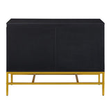 English Elm Trexm Minimalist & Luxury Cabinet Two Door Sideboard With Gold Metal Legs For Living Room, Dining Room (Black)