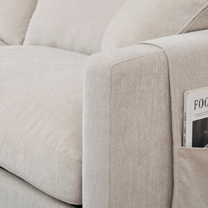 English Elm 107.87'sectional Sofa with Ottoman Pine Frame Removable Cushions Living Room Seating Beige W680S00008