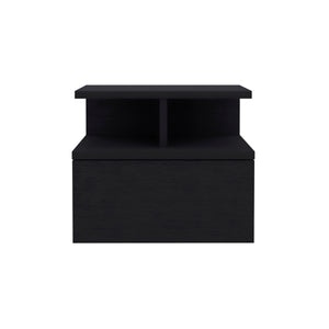 English Elm Kenya Black 2-Piece Bedroom Set with Armoire & Floating Nightstand, Spacious Drawers & Shelves B092S00246