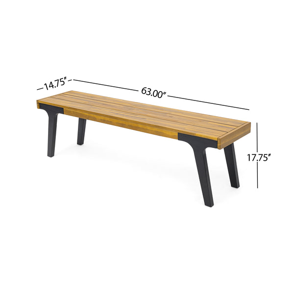 English Elm Christopher Knight Home® - BENCH( Acacia Wood Outdoor Dining Table for 6 with Rust‑Resistant Metal Legs, UV Treated Teak Finish, 300 lb Capacity 74323.00