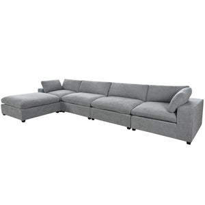 English Elm U-style Modular Sectional Sofa with Removable Ottoman Plush Polyester Living Room WY000370AAE