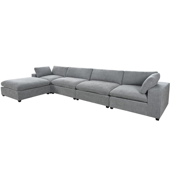 English Elm U-style Modular Sectional Sofa with Removable Ottoman Plush Polyester Living Room WY000370AAE