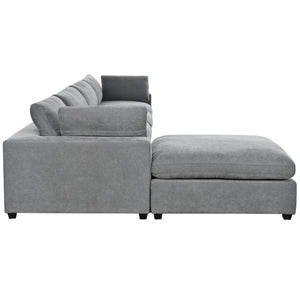 English Elm U-style Modular Sectional Sofa with Removable Ottoman Plush Polyester Living Room WY000370AAE