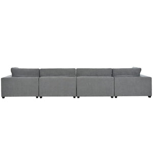English Elm U-style Modular Sectional Sofa with Removable Ottoman Plush Polyester Living Room WY000370AAE