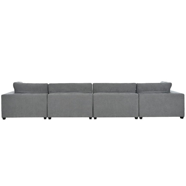 English Elm U-style Modular Sectional Sofa with Removable Ottoman Plush Polyester Living Room WY000370AAE