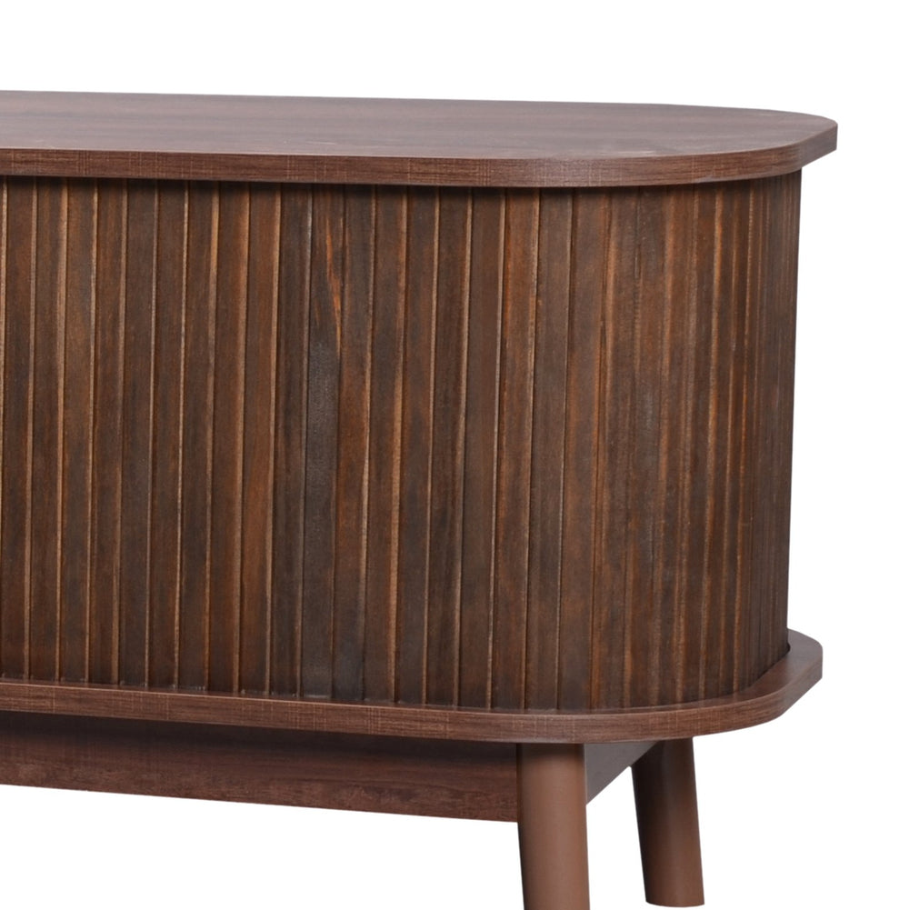 English Elm Rattan Modern Farmhouse TV Stand for TVs up to 75" with Rattan Drawers, Sliding Doors, Cable Management and Solid Wood Legs WF316663AAP