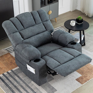 English Elm Massage Recliner Chair with Heating, 8-Point Vibration, 5 Modes, Cup Holders, Lumbar Support and Timer Grey W1403P152415