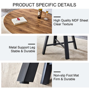 English Elm A modern minimalist circular wooden dining table 42” MDF tabletop, black metal legs, quick 15‑min assembly, versatile home office decor W1151P195678