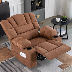 English Elm Massage Recliner Chair with Heating, 8-Point Vibration, 5 Modes, Cup Holders, Lumbar Support and Timer Brown W1403P152417